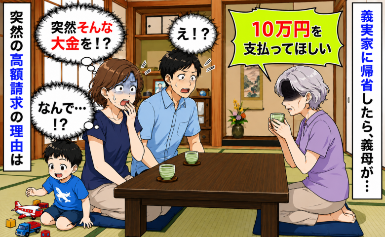 義実家に帰省したら義母から「10万円払ってほしい」え、なんで！？突然の高額請求の理由にあ然