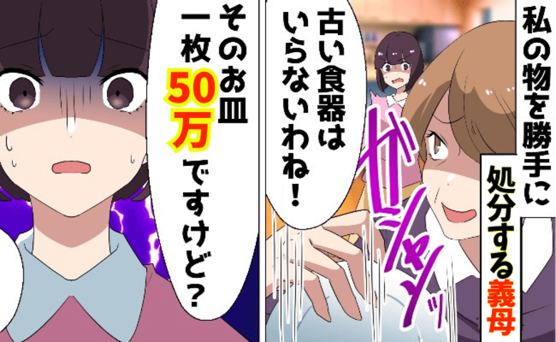 義母「ゴミを大切にしてどうするの」私の物を勝手に処分→「50万です…」お皿1枚で義母の人生が終了