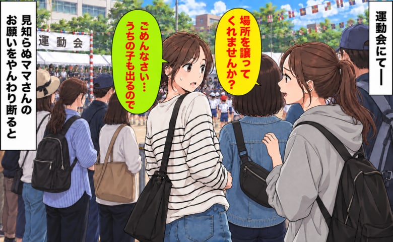 「場所を譲ってください」運動会で見知らぬママさんから頼まれた私…→「ごめんなさい、うちの子も出るので」断ると