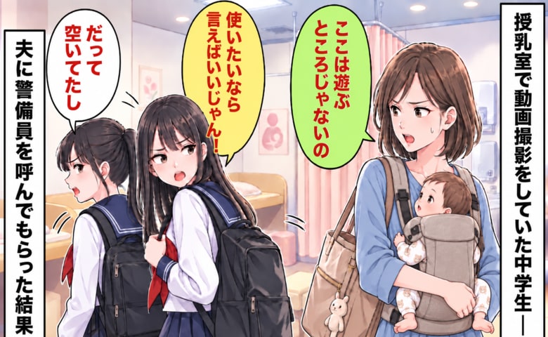 授乳室にいた中学生を注意すると「使いたいなら言えばいいじゃん」と反論…→夫に警備員を呼んでもらった結果