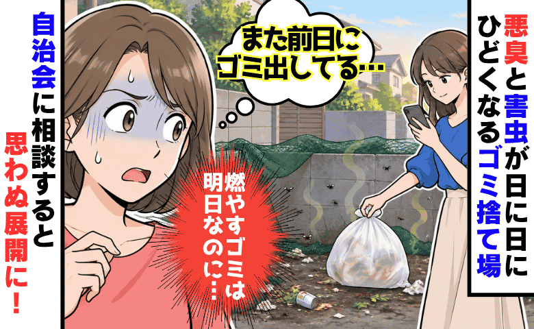 「燃やすゴミは明日なのに…」必ず前日にゴミを出す隣人にモヤッ→自治会に相談すると、思わぬ展開に！