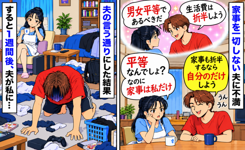 家事をしない夫に文句を言うと「じゃあ自分のだけする」しかし結果は散々…1週間後、夫が私に言ったのは
