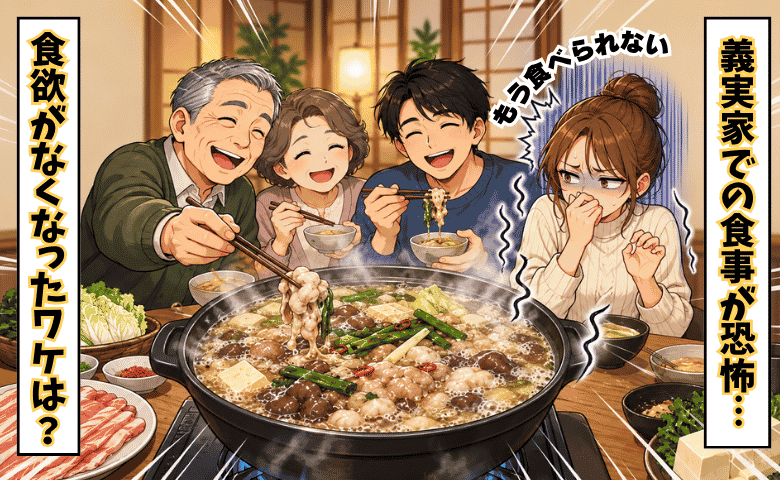 「もう食べられない…」義実家での食事→信じられない光景にゾッ！一気に食欲が失せたワケ