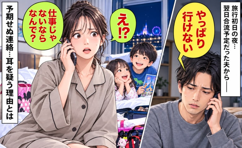 夫「やっぱり行けない」家族でホテルにいると突然の電話→翌日合流予定だったのに…理由を聞いて耳を疑ったワケ