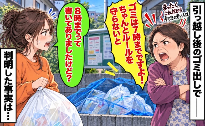 女性「ゴミは7時までに出さないと！」私「え？8時までですよね？」引っ越し早々の指摘に困惑…→確認した結果