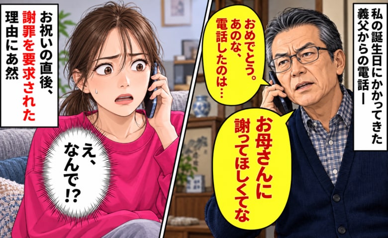 義父「お母さんに謝ってほしい」私の誕生日に電話が…お祝いかと思いきや→謝罪を求められた理由にあ然