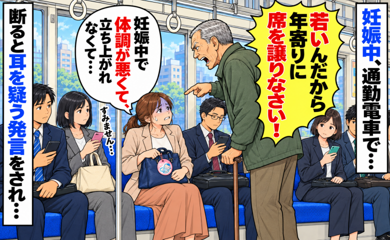 つわりでつらい中、高齢男性が「年寄りに席を譲れ！」私「妊娠中で立てなくて…」断ると耳を疑う発言