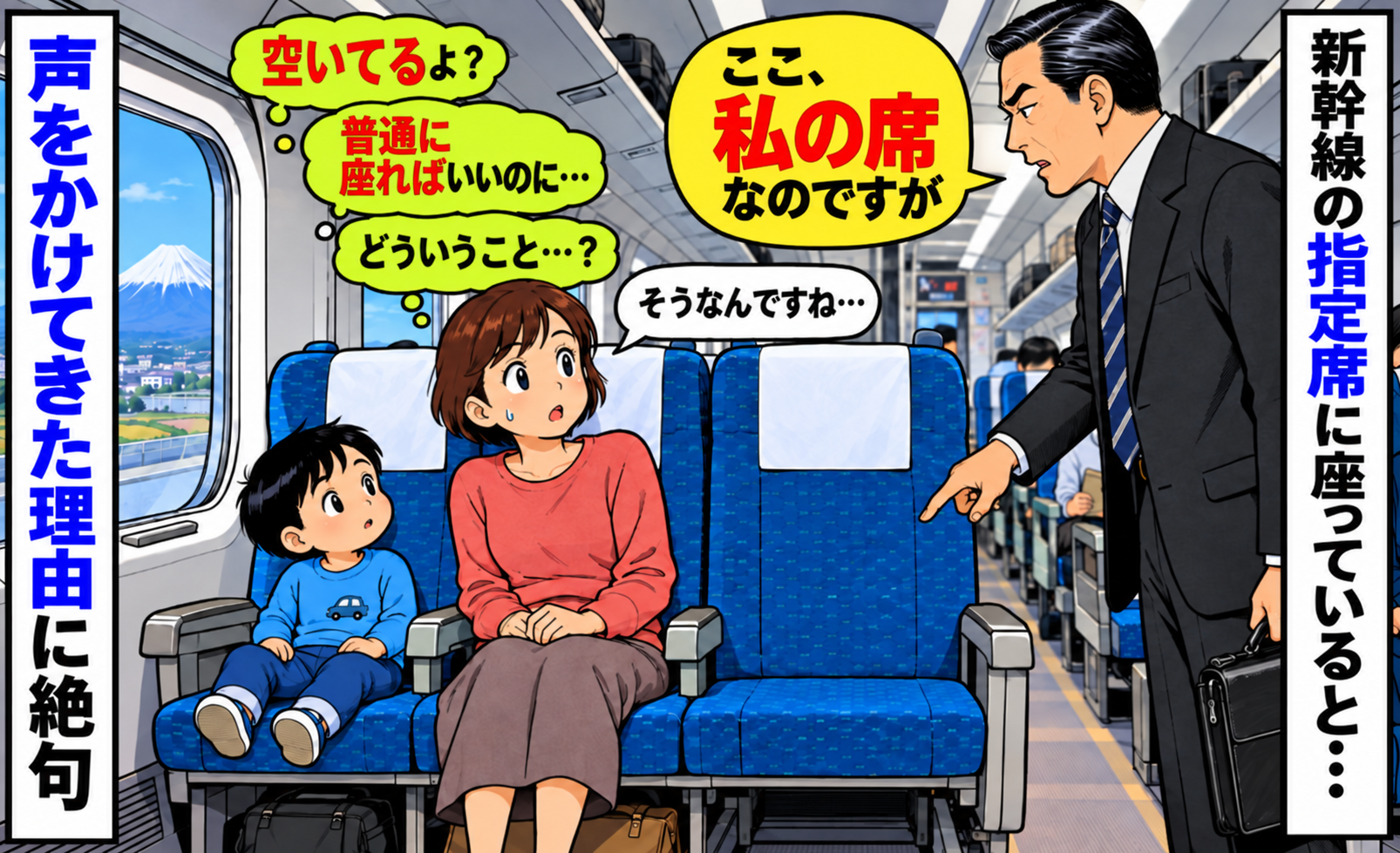 空いている指定席を指さして「私の席ですが」普通に座ればいいのに、何なの？⇒声をかけてきた理由に絶句