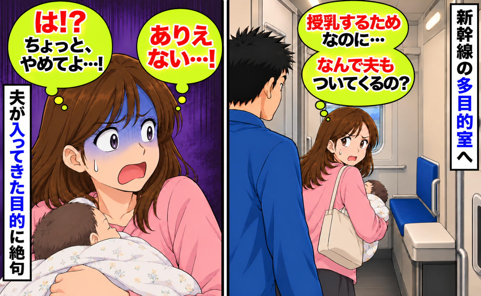 新幹線の多目的室に入ってきた夫「なんで授乳についてくるの…え！？やめて！」夫の行動に絶句したワケ