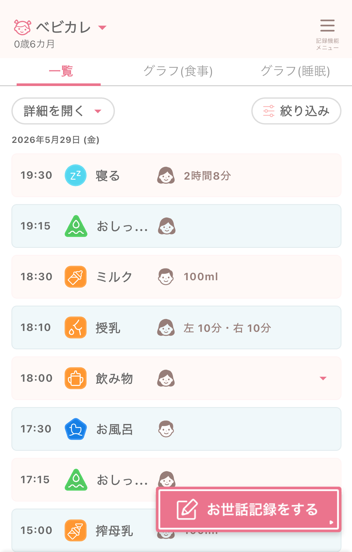 1日の記録一覧