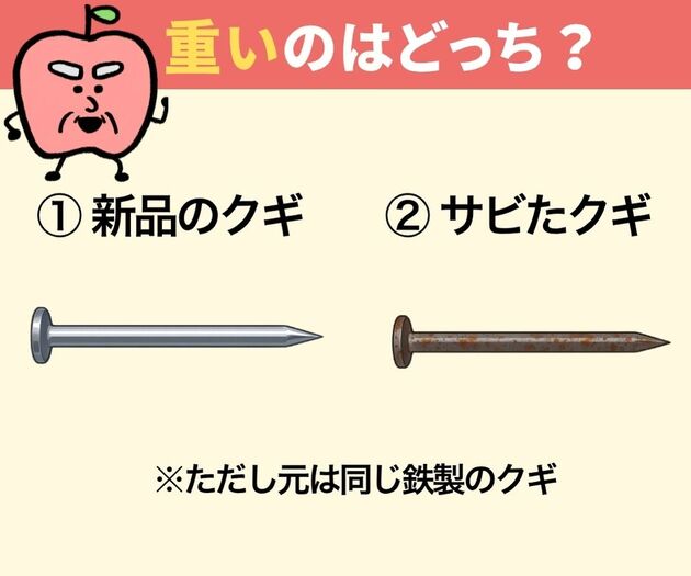 どっちのクギが重い？【間違えたら恥ずかしい…！】義務教育で習ったってマジ？「もう一生忘れない！」
