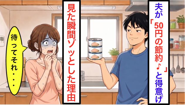夫が「50円節約できた俺天才(笑)」と得意げに見せた瞬間、妻が【悲鳴をあげた理由】「そのツナ缶は…」