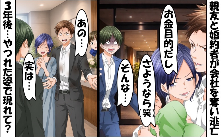 元婚約者「お金目的だしw」親友と会社を奪い逃亡⇒3年後…やつれた姿で僕の前に現れたワケ