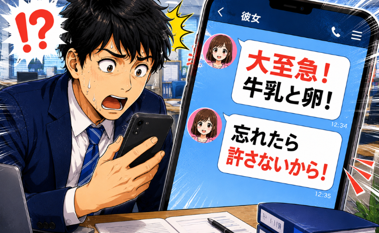 「大至急！牛乳と卵！」仕事中に彼女から突然の連絡。慌てて電話すると…メッセージの思わぬ真相が？