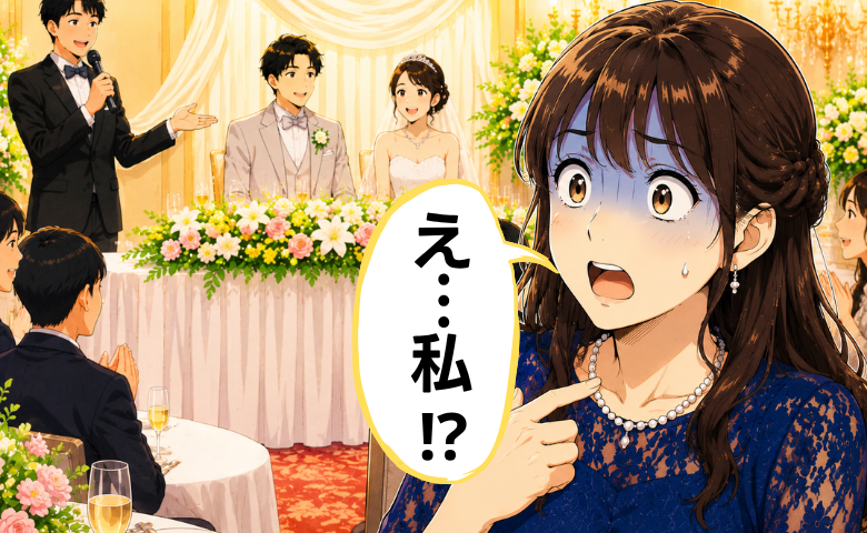 「えっ、私…！？」結婚式の余興で名前を呼ばれた親友。マイクを前に崩れ落ちて…場が騒然！？