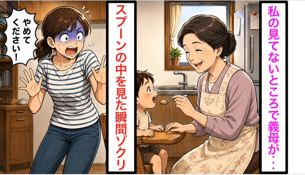 「はい、あーんして♪」義母が4歳の我が子に“あるもの”を…スプーンの中を見た瞬間ゾクリ！「やめてください！」背筋が凍ったワケ