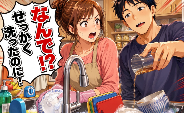 洗った食器に夫が飲み物を「バシャッ！」なんでそんなことするの！？思わず注意すると、夫は…！？