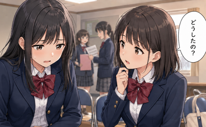合唱発表会の直前、生理が始まってしまった。誰にも言えず青ざめる私に友人が…！？思わず涙が出た瞬間