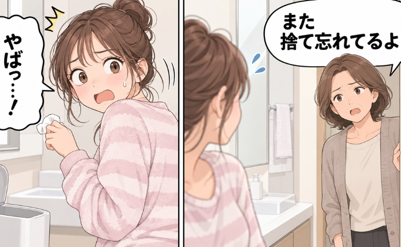 「捨て忘れてるよ！」お風呂上がりに母から指摘されてヒヤッ。私が脱衣所に残してしまった物