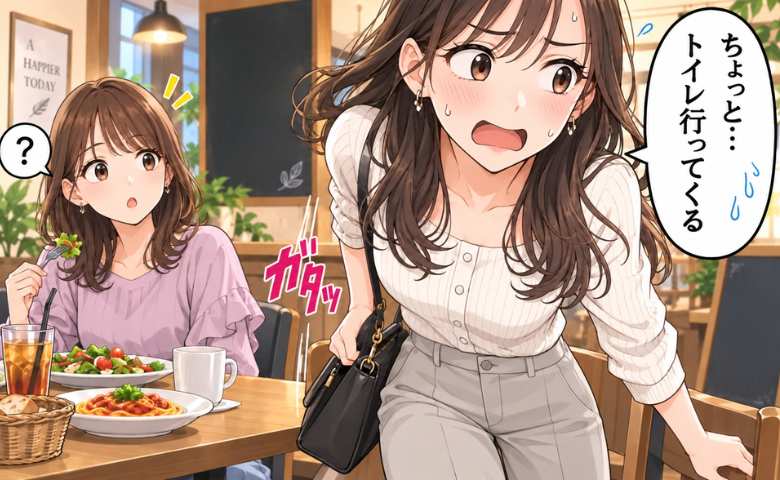 友人と食事中。突然下半身に「ドロッ」と嫌な感じが…慌ててトイレへ向かうと「やっぱり…」