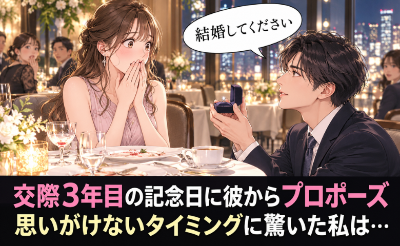 交際3年記念日のプロポーズに感動！→直後…「あぁっ！」レストランのお客さんをも巻き込む大混乱に