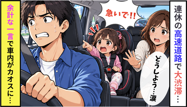 連休の高速道路で大渋滞！“良かれと思ってかけた一言”で車内がカオスに…（泣）我が家に起こった悲劇