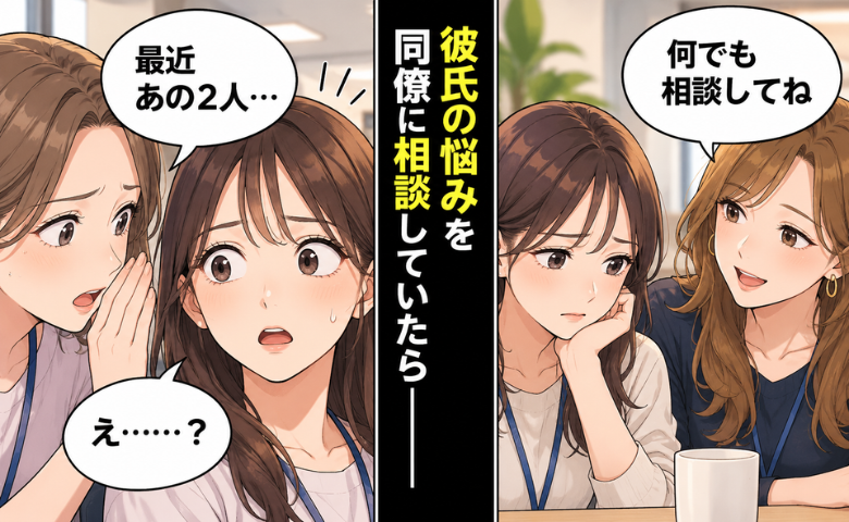 女性同僚「何でも言ってね」彼氏の悩みを相談すると…別の同僚から彼女に対する驚きの話を聞かされた！？