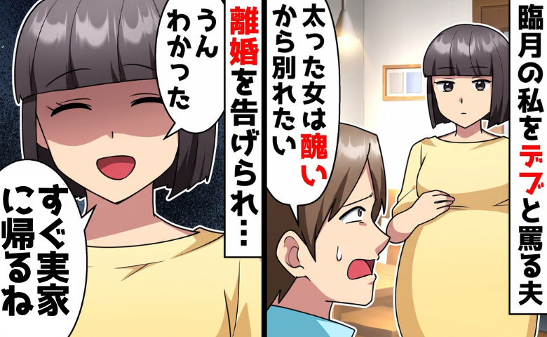 臨月の私に夫「デブのお前は無理ｗ離婚だ！」⇒私「わかった」と即答…夫を待っていた結末は？