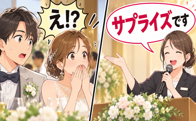 「サプライズがあります！」…え！？披露宴終盤、突然のアナウンス。両親からの驚きのサプライズとは