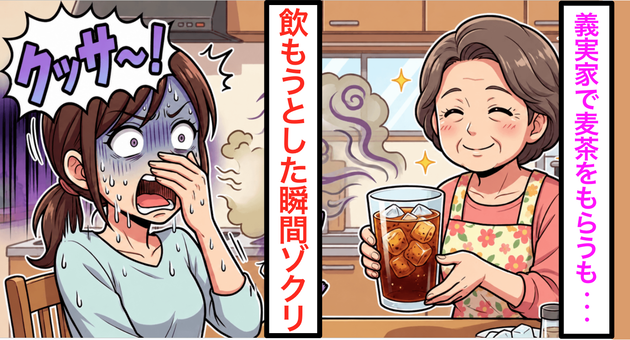 「ウチの麦茶どうぞ♪」義母が笑顔で差し出した瞬間「うっ、クサイ！」“まさかの異変”が…→義母の返答に絶句！