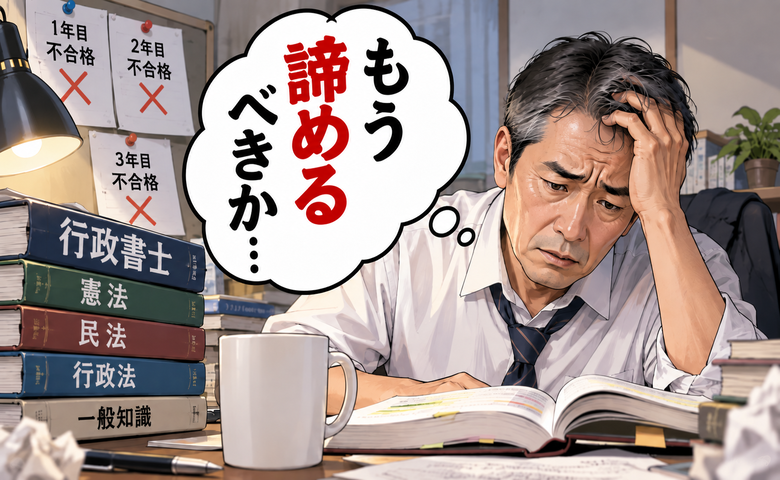「もう諦めるべきか…」50代で行政書士に挑戦。3年不合格が続いた私が勉強を続けられた理由【体験談】
