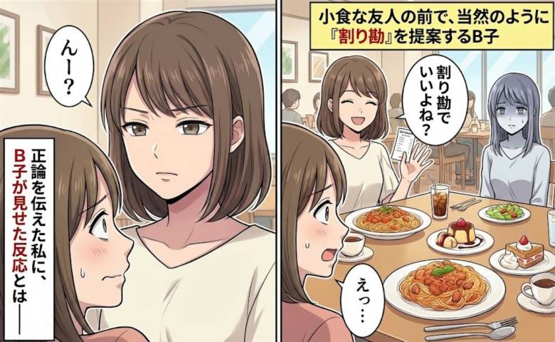 「割り勘で」小食の友人を無視する提案に違和感！私が異議を唱えると発案者の友人が見せた反応