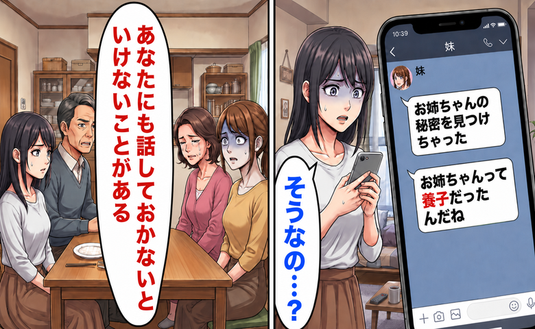 「血のつながらない他人でしょ」養子の姉をあざ笑う妹。両親が告げたもう1つの事実に妹が絶句