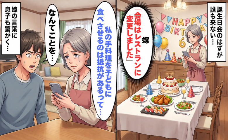 義母「料理もケーキも用意したのに」孫が来ない誕生日会。嫁から届いた連絡に義母が絶句