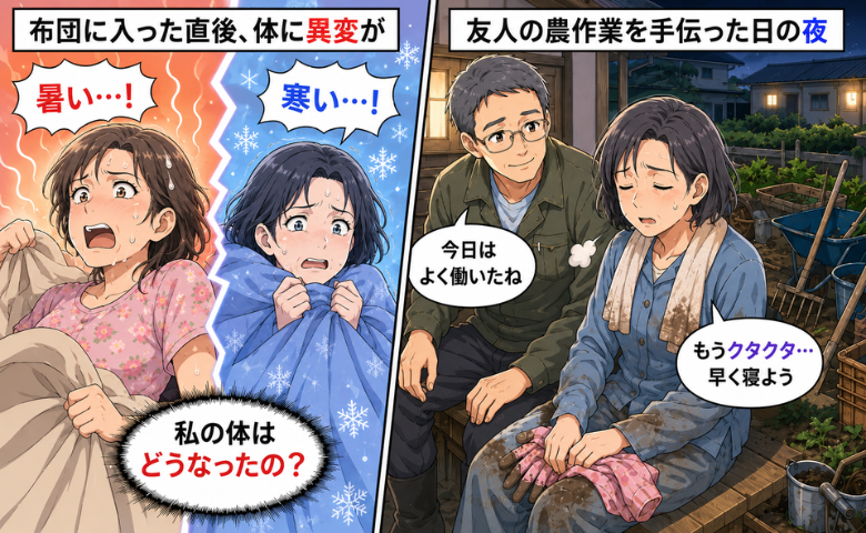 「私の体はどうなったの？」暑さと寒さが交互に襲う。眠れない夜に感じた異変【医師解説あり】