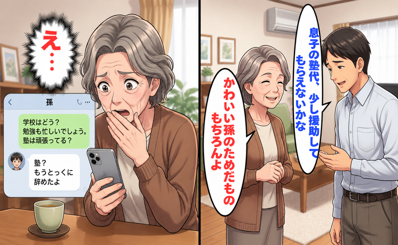 孫「塾？もう辞めたよ」祖母「え？」塾代として毎月3万円を援助していた祖母→消えた12万円の行方とは