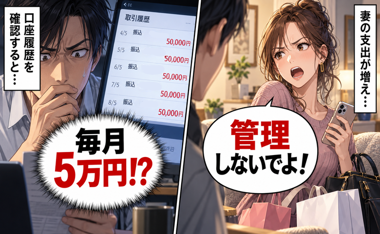妻「お金の使い方まで管理しないで」夫婦の口座から毎月5万円→振込先を調べると24歳の男性