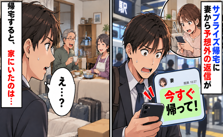 妻「今すぐ帰って！」単身赴任中の私が結婚記念日前日に帰宅→自宅で目にした驚きの光景とは
