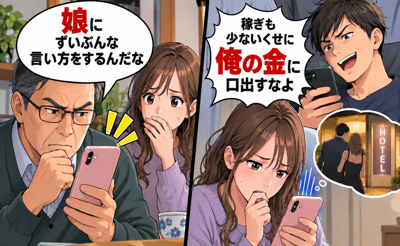 夫「稼ぎも少ないくせに俺の金に口出すな」妻へ暴言→「父です」返信を見た夫が黙った理由