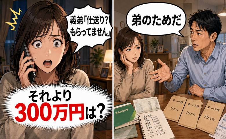 夫「弟に仕送りしたい」家計から約200万円を援助→義弟「もらってない。それより300万円は？」