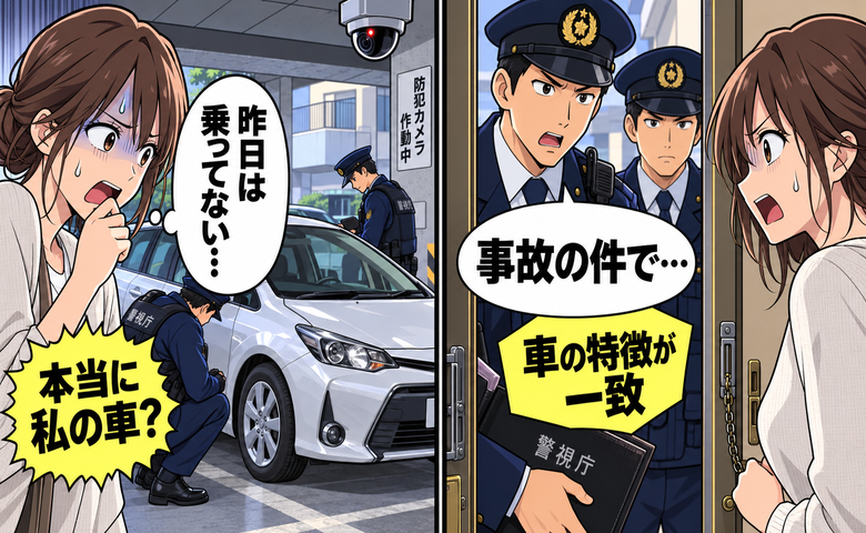 自宅に警察官2人「当て逃げ事故がありまして」私「昨日は車に乗っていません」→数日後、判明したこと