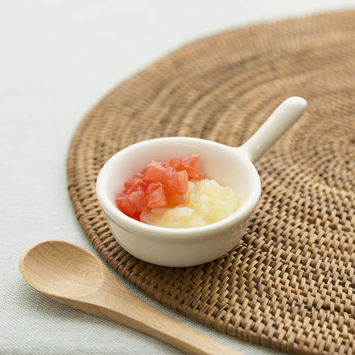 【離乳食中期】新じゃがのトマトがけ