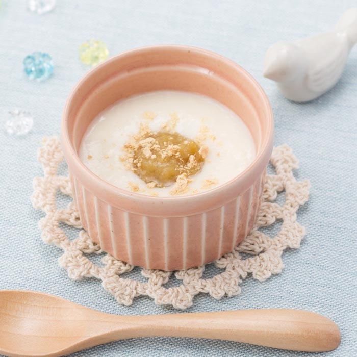 【離乳食初期】パンがゆのバナナきな粉のせ