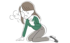 胸を抑える女性のイラスト