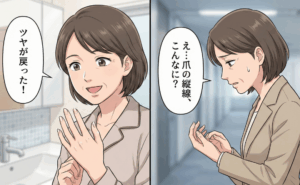 「自爪きれい、何してるの？」同僚に聞かれた私。更年期から始めた月1ケアと就寝前の新習慣で変化が
