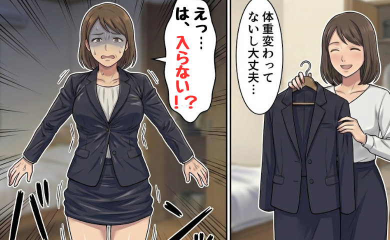「体重は変わってないし入るはず」面接用のスーツが太ももで止まる。私が悲しい現実に取った行動