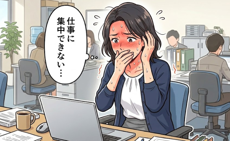 仕事に集中できないと感じる女性のイメージ