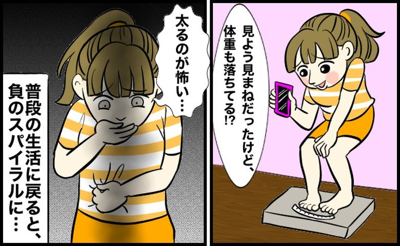 自己流ファスティングをした後に異変に気付く女性のイメージ