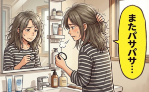 髪のパサつきを気にする女性のイメージ