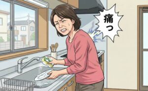 背中に痛みが走った女性